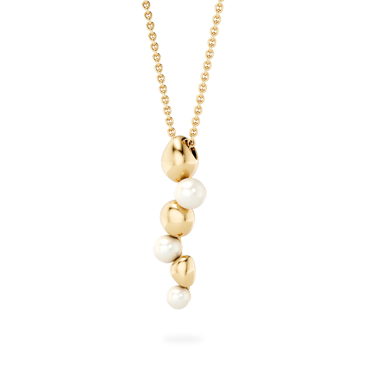 Drop Necklace in 18K Yellow Gold with Pearls image number 2